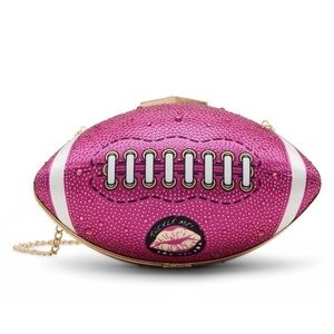 Betsey Johnson Xotackle Rhinestone Football Crossbody Purse Bag NWT